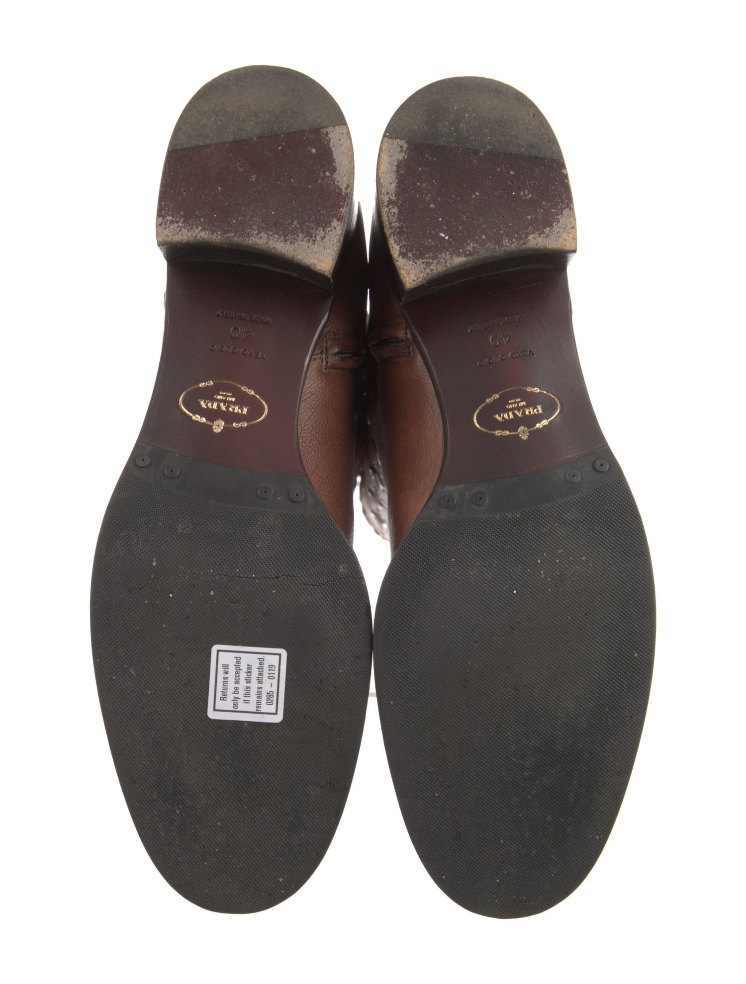 Prada Leather Colorblock Pattern Riding Boots